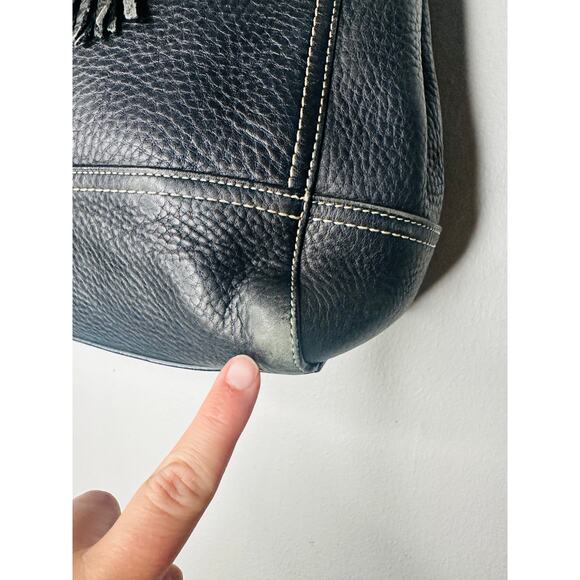 COACH Black Hampton Vintage Pebbled Leather Satchel Handbag Purse - Picture 5 of 14